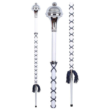 Drum Major Mace Stave White Beech Wood Shaft Ball Top